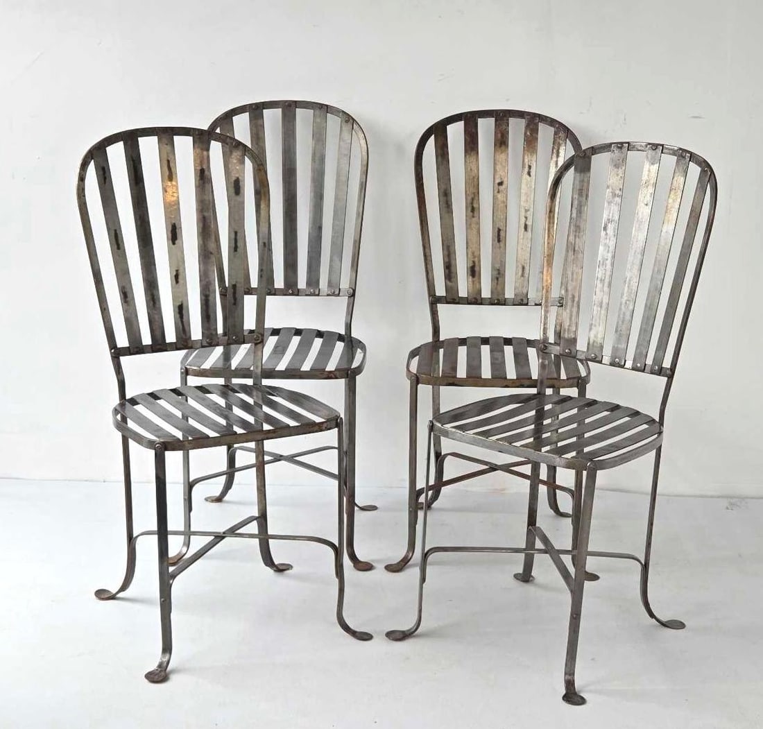 SET OF FOUR VINTAGE ITALIAN STEEL BISTRO CHAIRS (1 of 13)