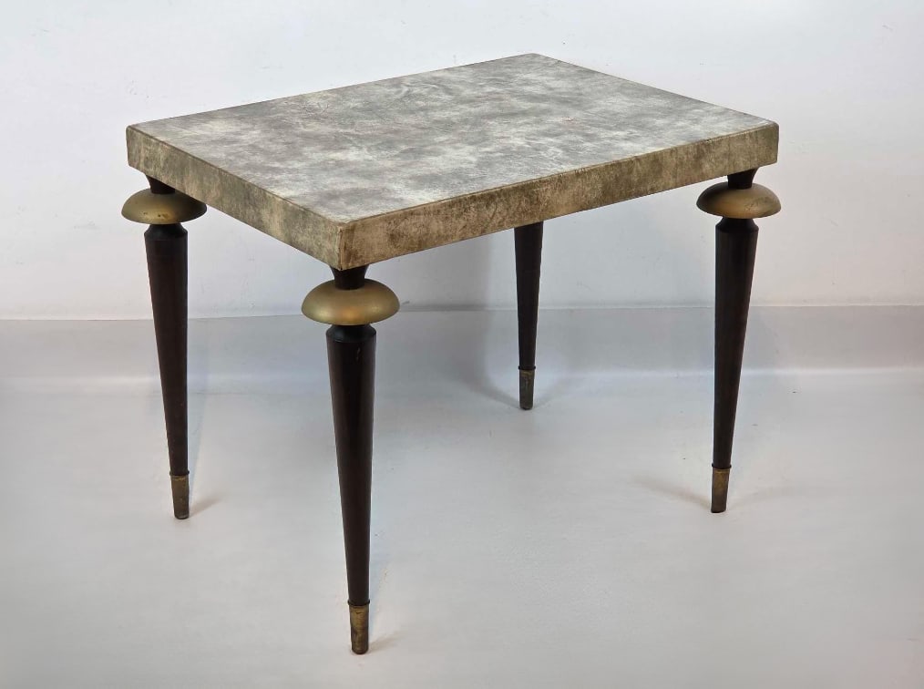 JOHN STUART VINTAGE PARCHMENT TOPPED OCCASIONAL SIDE TABLE (1 of 12)