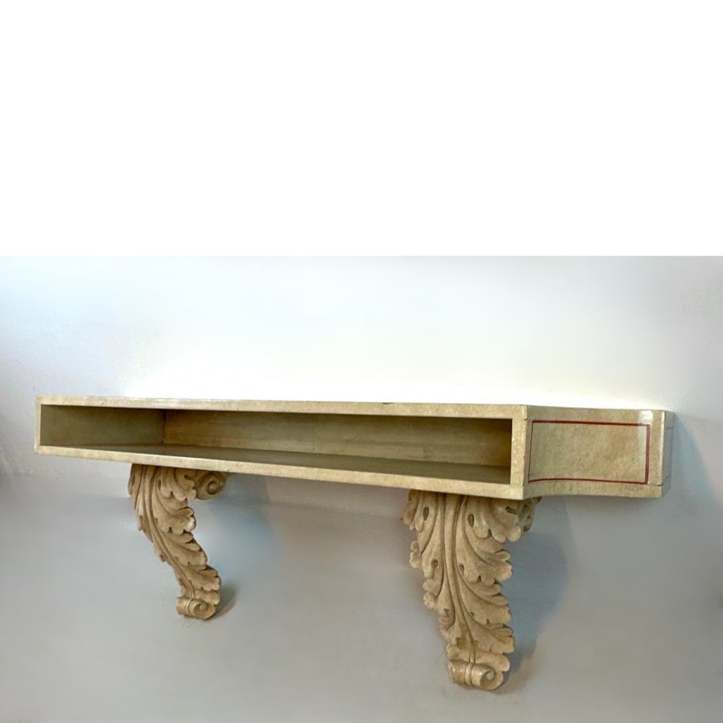 FAUX STONE ACANTHUS LEAF WALL CONSOLE TABLE (1 of 9)