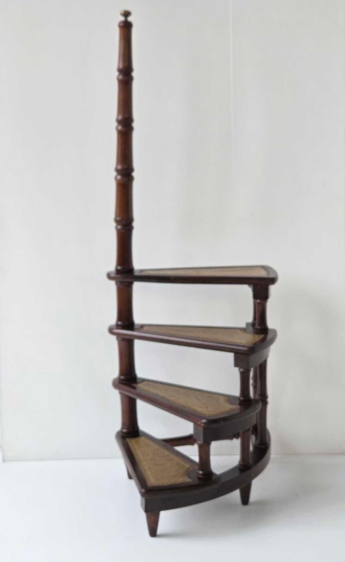 MAITLAND-SMITH STYLE VINTAGE FAUX BAMBOO FOUR-STEP LIBRARY LADDER (1 of 9)