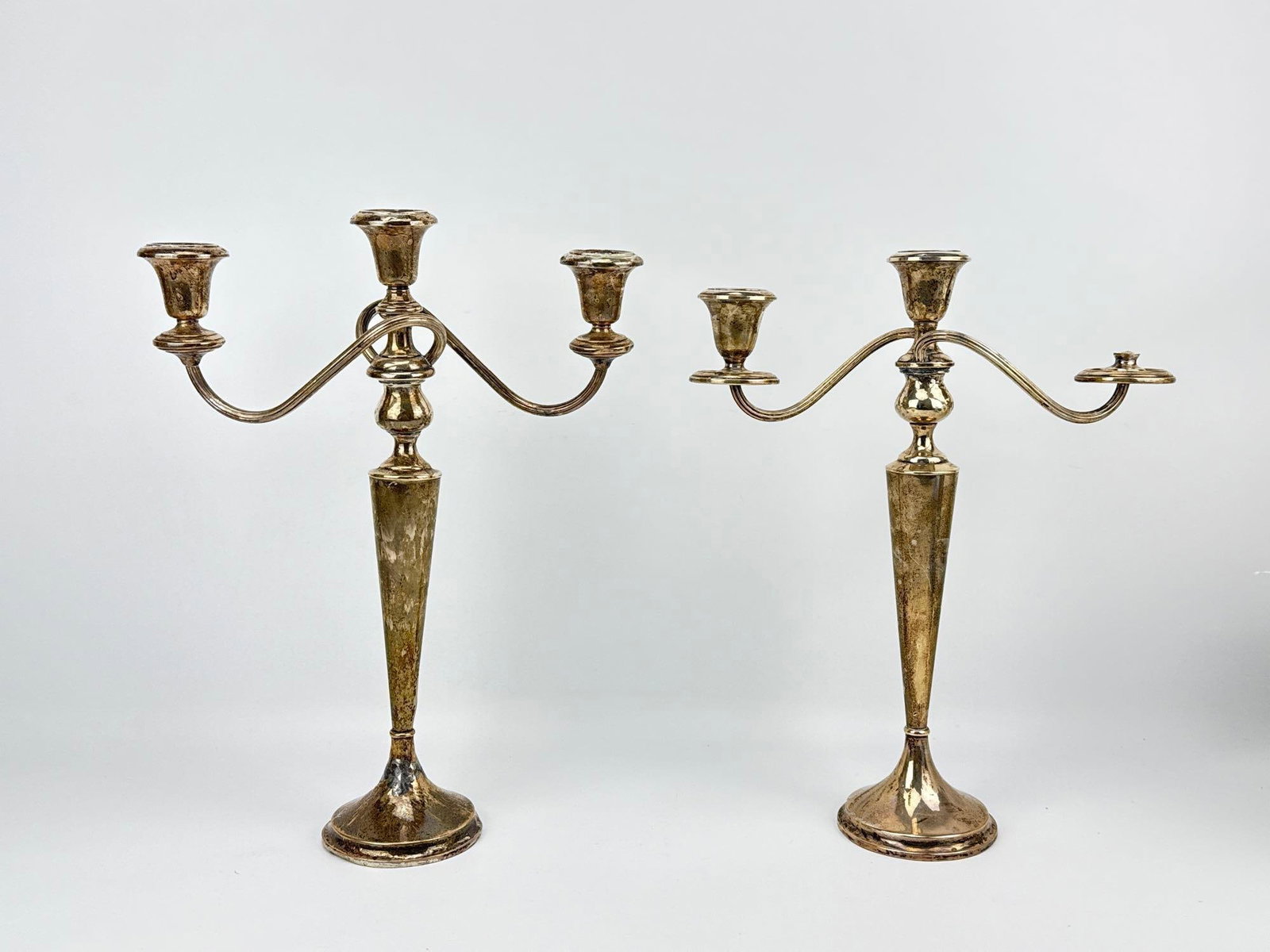 PAIR OF STERLING WEIGHTED CANDELABRAS (1 of 10)