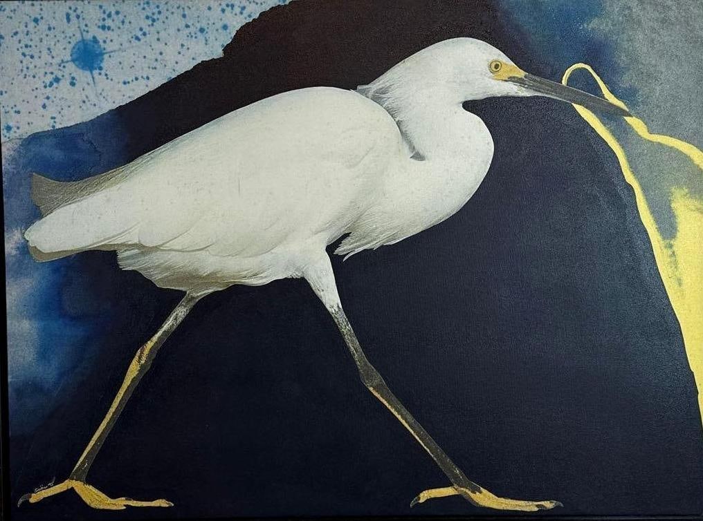 MICHAEL KNIGIN (AMERICAN, 1942-2011) "PURE AND BRAZEN" 1995 ORIGINAL SHOREBIRD CANVAS (1 of 10)