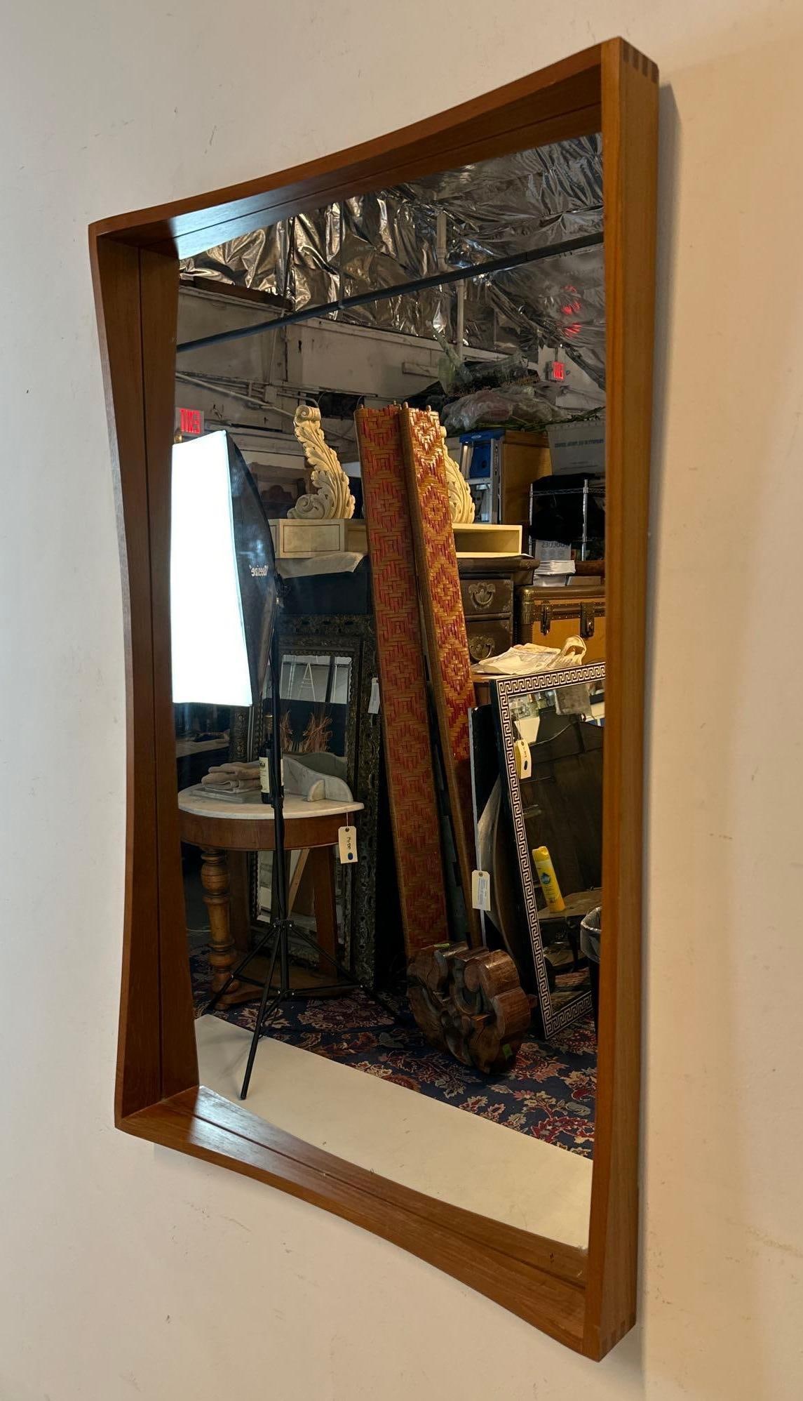 PEDERSEN & HANSEN VINTAGE SCANDINAVIAN DANISH MODERN SCULPTURAL TEAK WALL MIRROR (1 of 11)