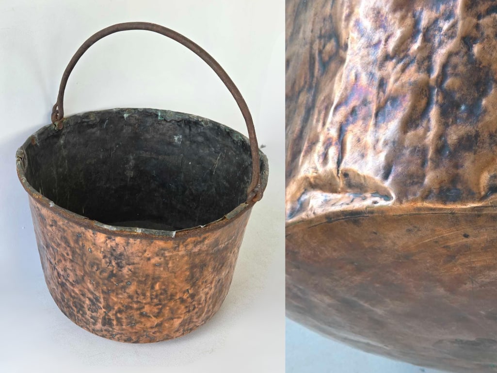 ANTIQUE MASSIVE HAND-HAMMERED COPPER CAULDRON / KETTLE (1 of 18)