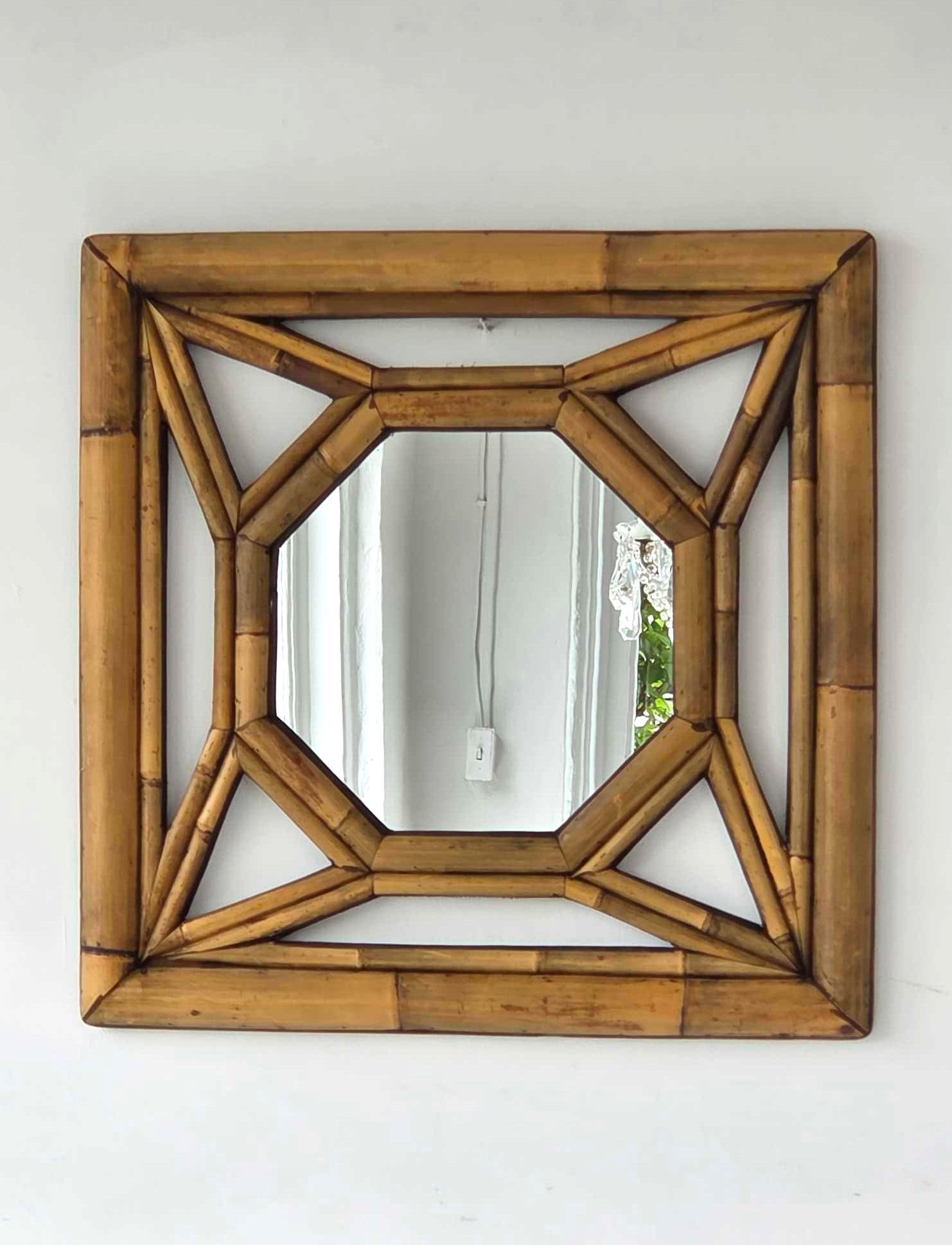 MCGUIRE STYLE BAMBOO FRAMED WALL MIRROR (1 of 11)