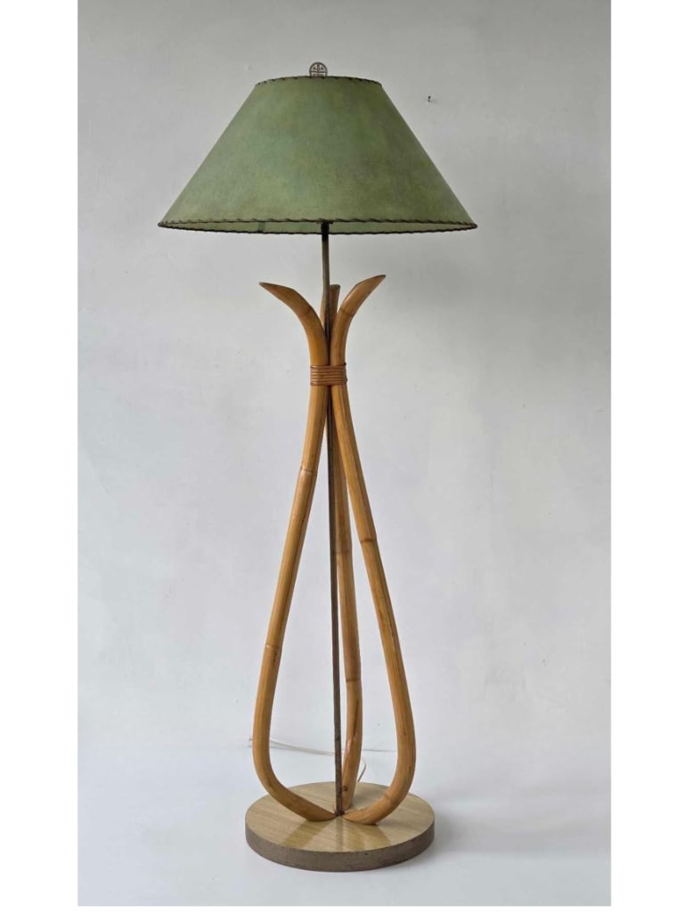 RATTAN FINE ARTISTIC LAMPS MID CENTURY MODERN BENT RATTAN FLOOR LAMP (1 of 15)