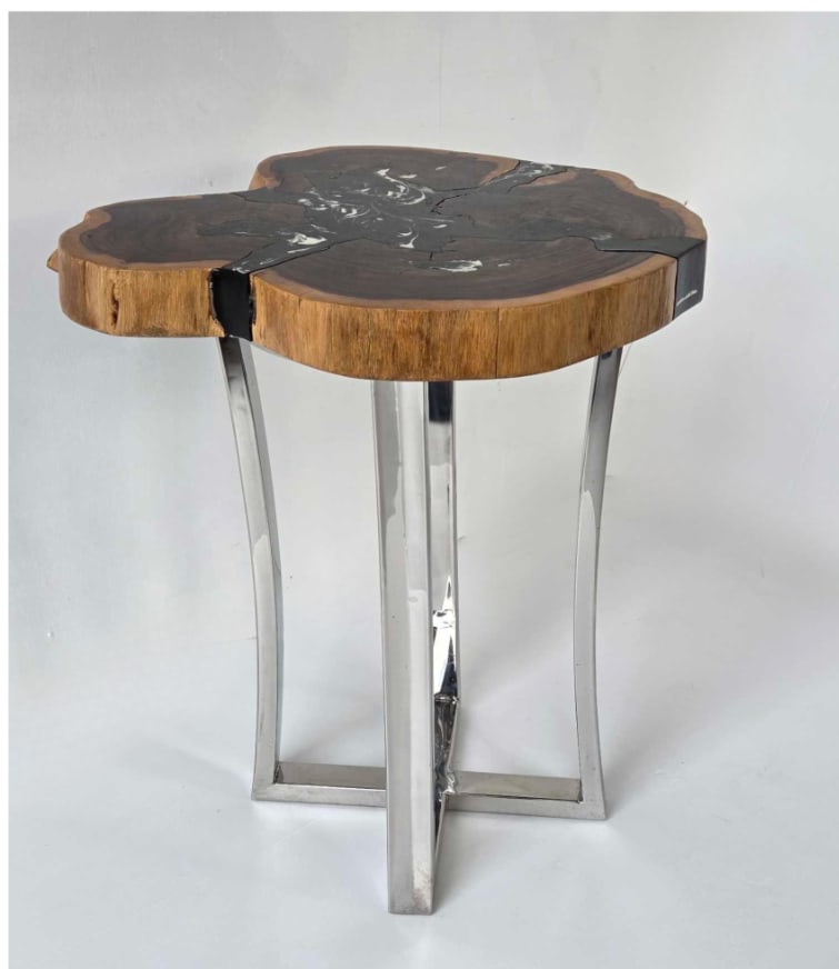 LIVE EDGE WOOD AND RESIN INFILL ACCENT SIDE TABLE (1 of 11)