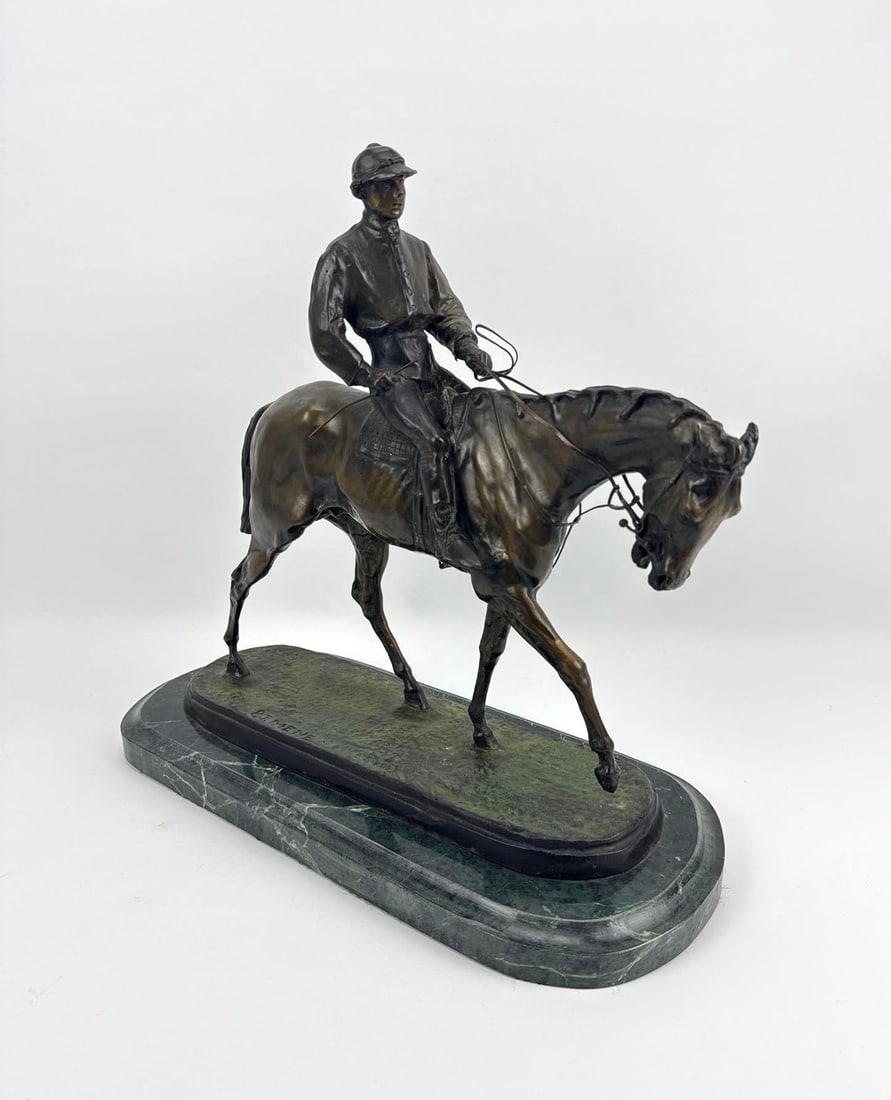 BRONZE SCULPTURE OF A MOUNTED JOCKEY - PIERRE JULES MENE (1810 - 1879) (1 of 14)