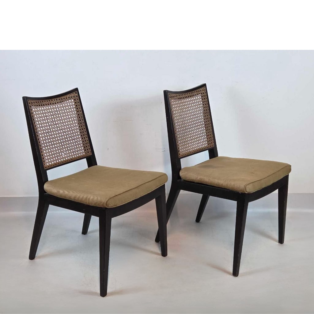 PAIR OF DUNBAR MID-CENTURY MODERN CANE-BACK SIDE CHAIRS (1 of 12)