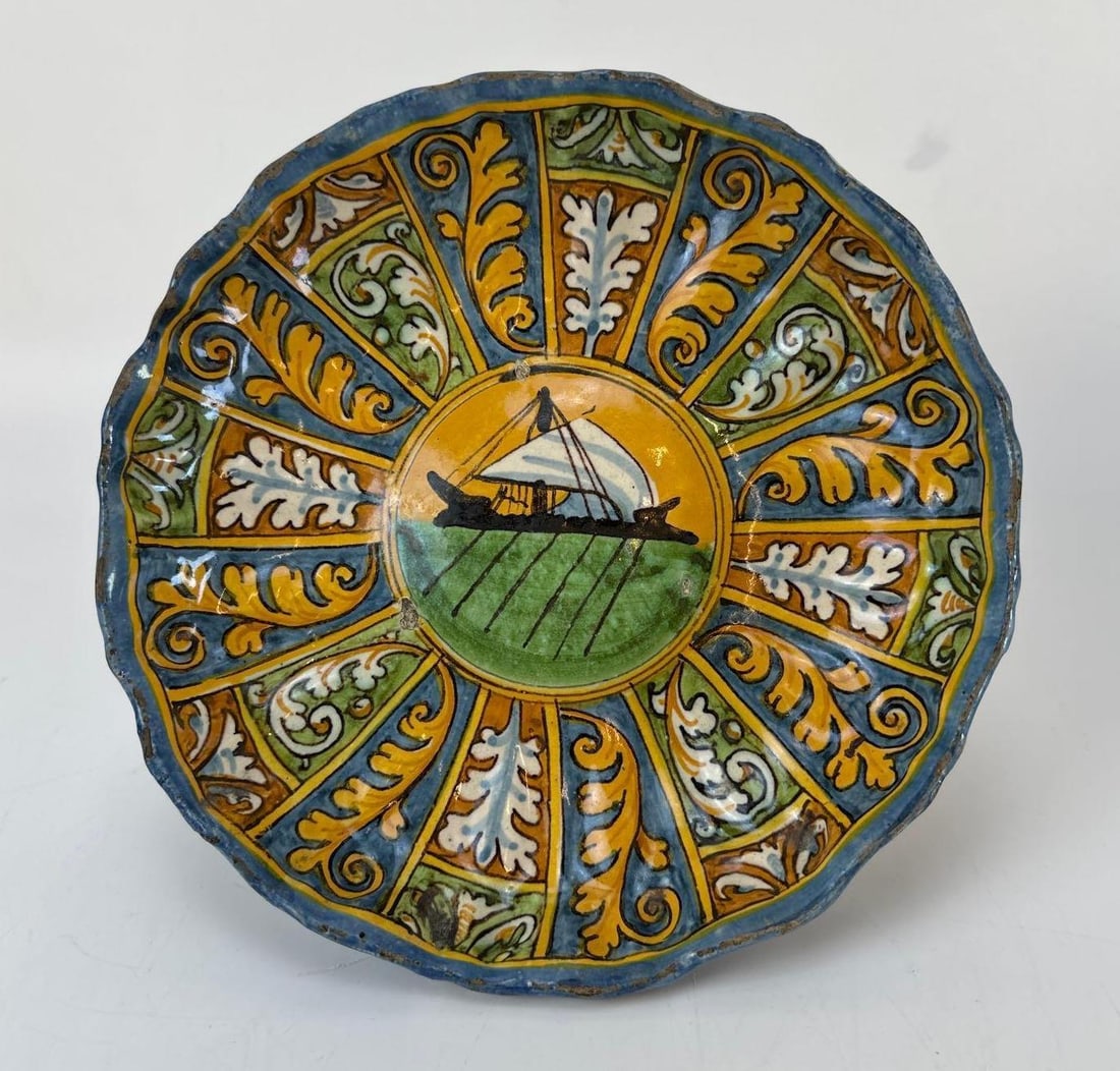 VINTAGE MONTELUPO ITALIAN MAIOLICA CRESPINA CERAMIC PLATE (1 of 6)