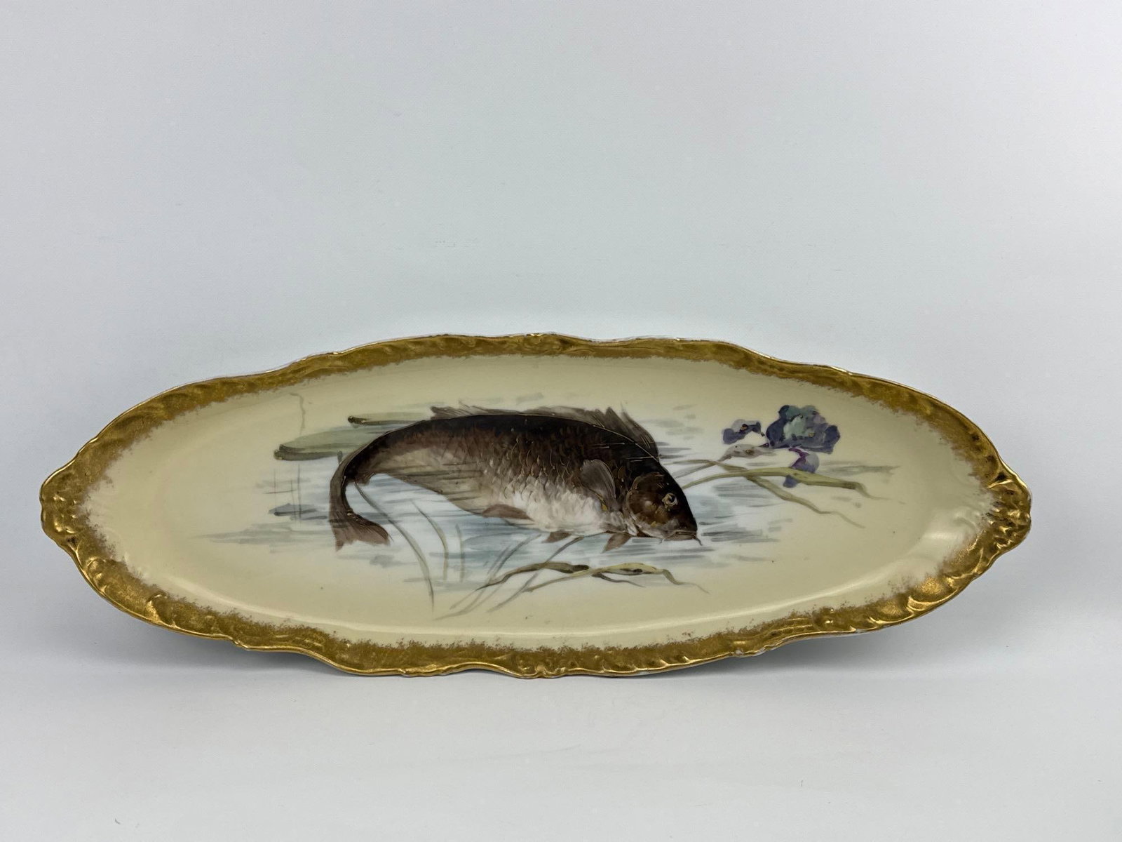 ANTIQUE JEAN POUYAT LIMOGES HAND-PAINTED PORCELAIN FISH PLATTER (1 of 11)