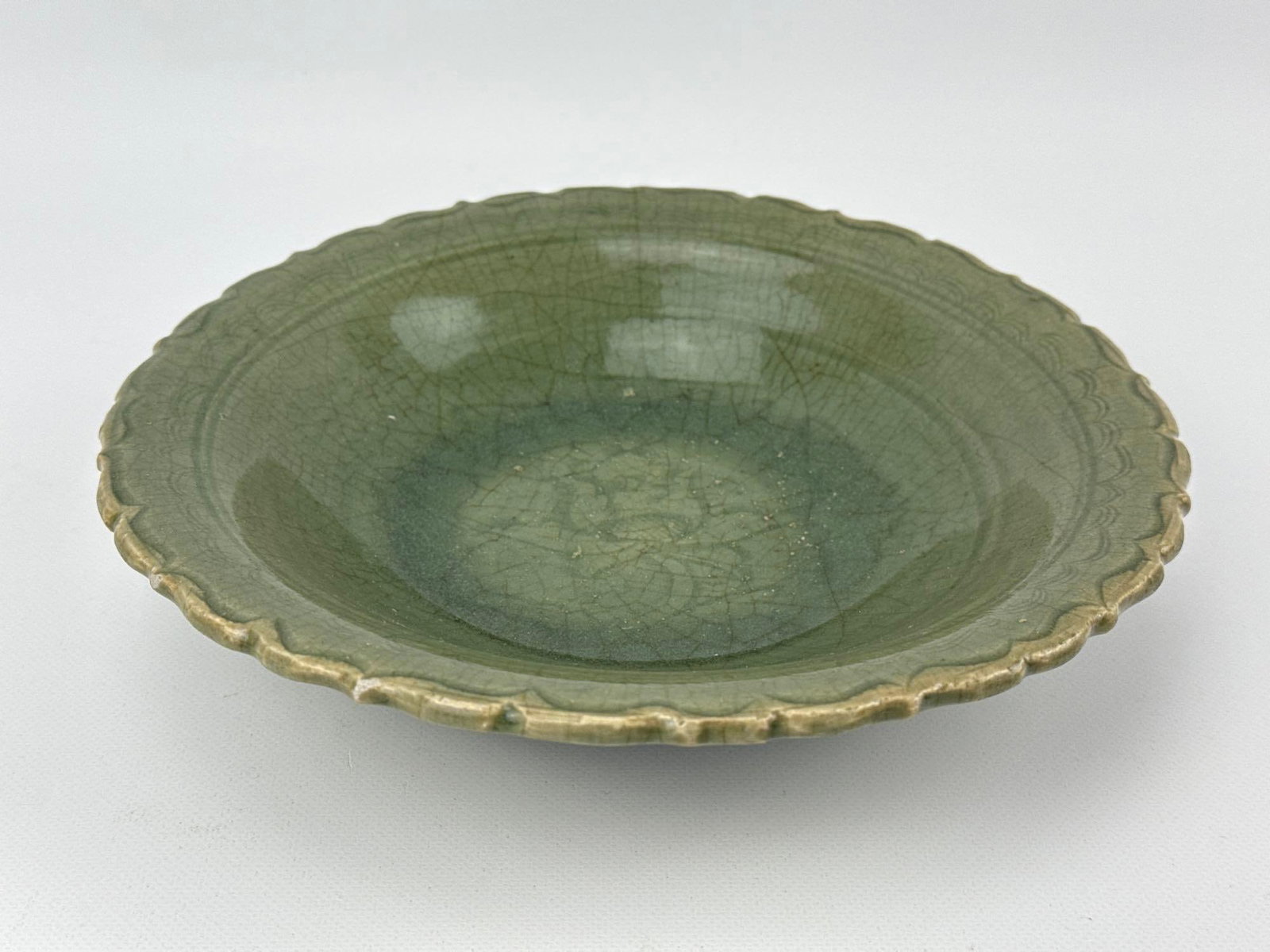 ANTIQUE MING DYNASTY LONGQUAN STYLE CELADON GLAZED DISH (1 of 6)
