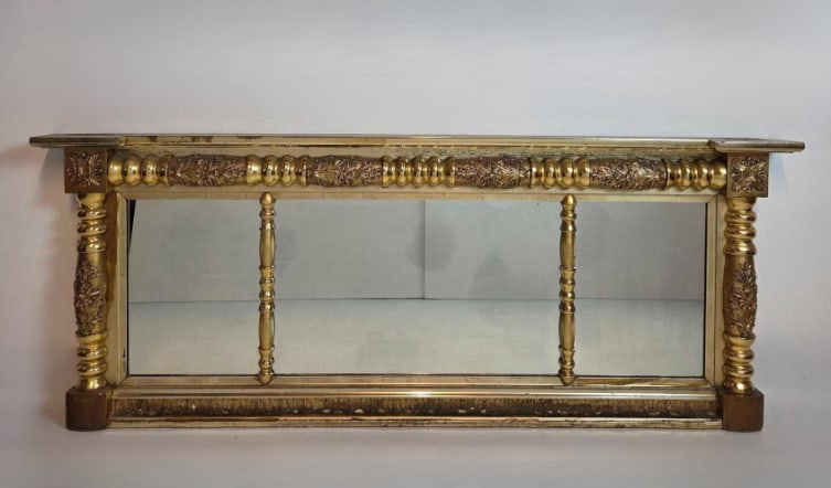 CARVED GILT WOOD AND GESSO OVERMANTEL MIRROR (1 of 11)