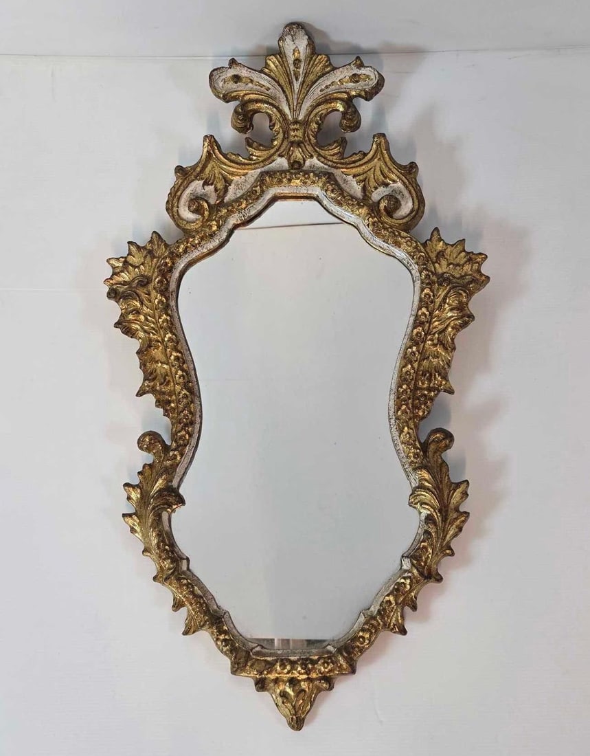 VINTAGE ITALIAN MID-CENTURY CARVED WOOD MIRROR (1 of 5)