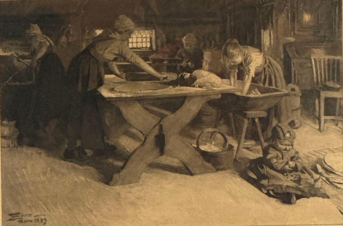 ANDERS ZORN SIGNED ETCHING "BAKING THE BREAD" (1 of 10)
