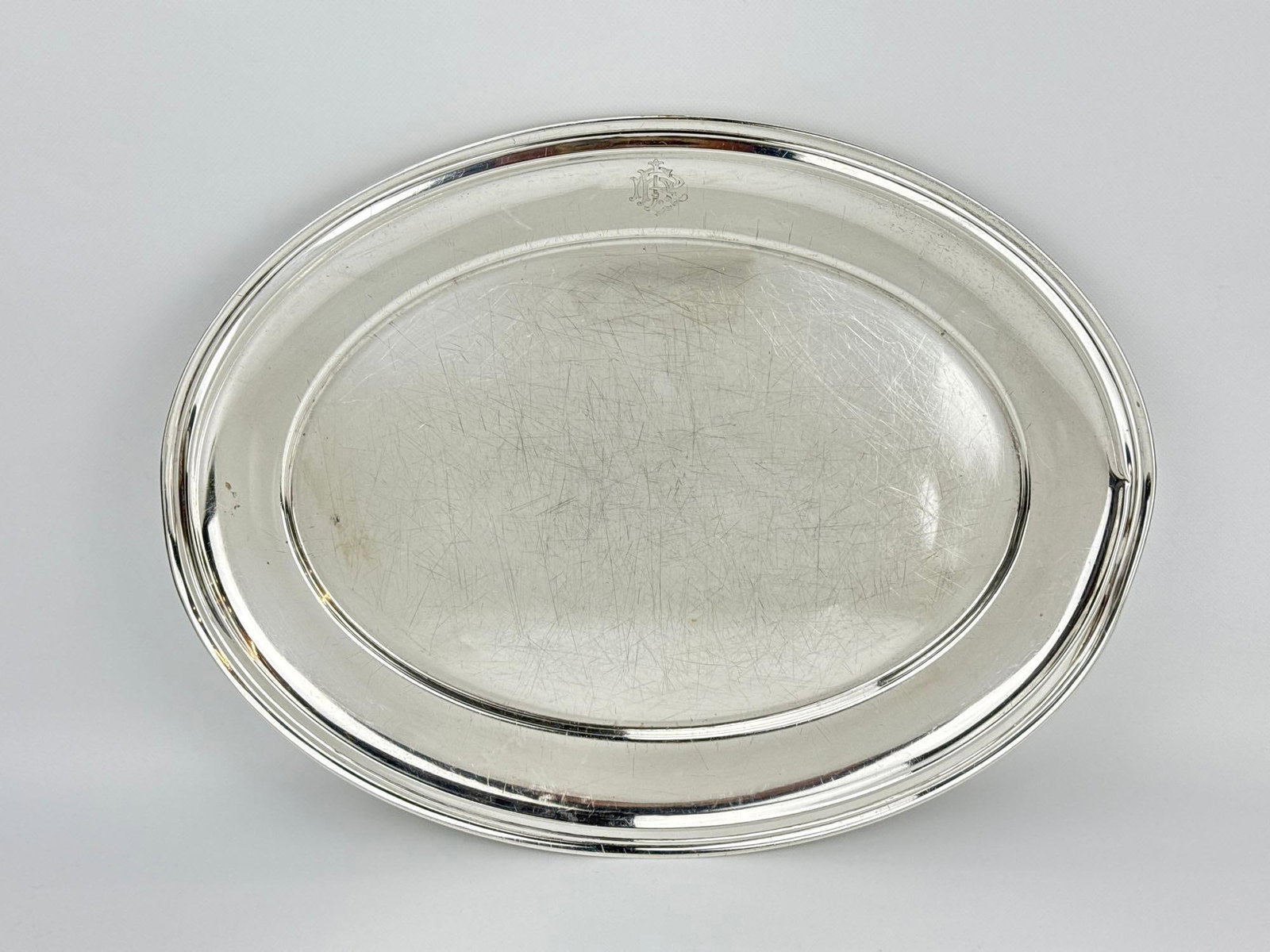 MONOGRAMMED OVAL STERLING SILVER SERVING PLATTER MEAT TRAY 27.035 OZT (1 of 13)