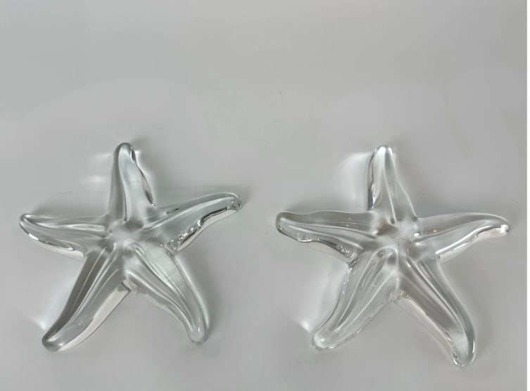 PAIR OF VINTAGE BACCARAT FRANCE SIGNED CLEAR CRYSTAL STARFISH FIGURINES (1 of 6)