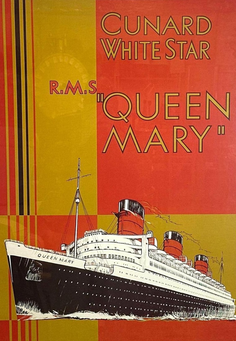 CUNARD WHITE STAR RMS QUEEN MARY ART DECO REPRODUCTION POSTER BY MARINE ART POSTERS (1 of 6)