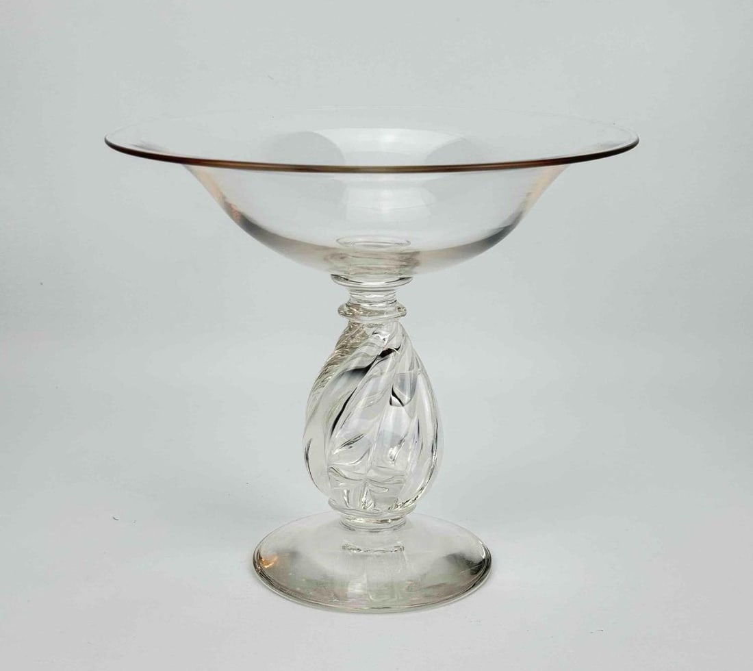 STEUBEN MANNER TALL BLOWN ART GLASS CENTERPIECE COMPOTE BOWL (1 of 10)