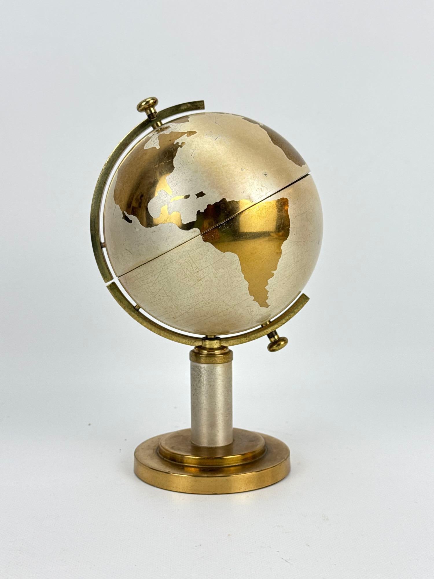 MID-CENTURY MODERN WINDMILL CO. STYLE BRASS MECHANICAL GLOBE CIGARETTE DISPENSER (1 of 10)