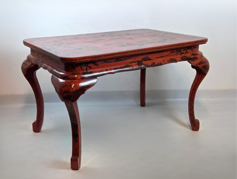 FINE CHINESE RED LACQUERED BIRD AND FLORAL MOTIF CENTER TABLE (1 of 15)