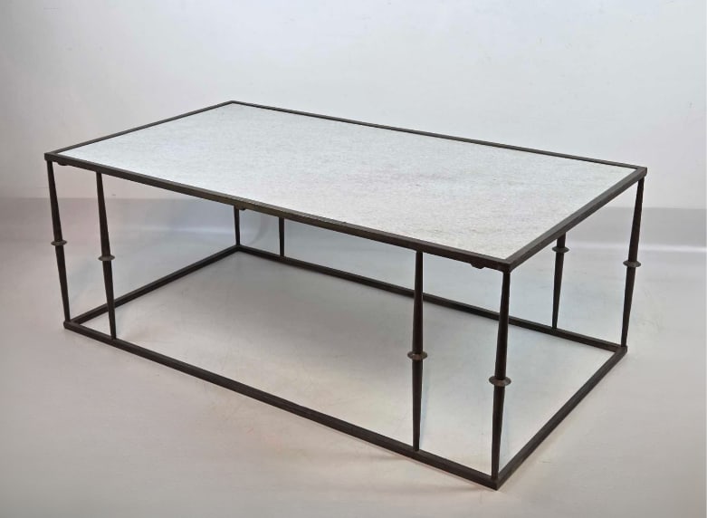 MID CENTURY MARBLE TOP WROUGHT IRON COFFEE/COCKTAIL TABLE MAISON JANSEN STYLE (1 of 10)