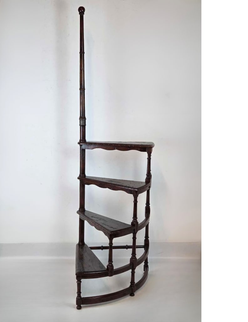 VINTAGE REGENCY STYLE MAHOGANY SPIRAL LIBRARY STEPS WITH POLE (1 of 11)