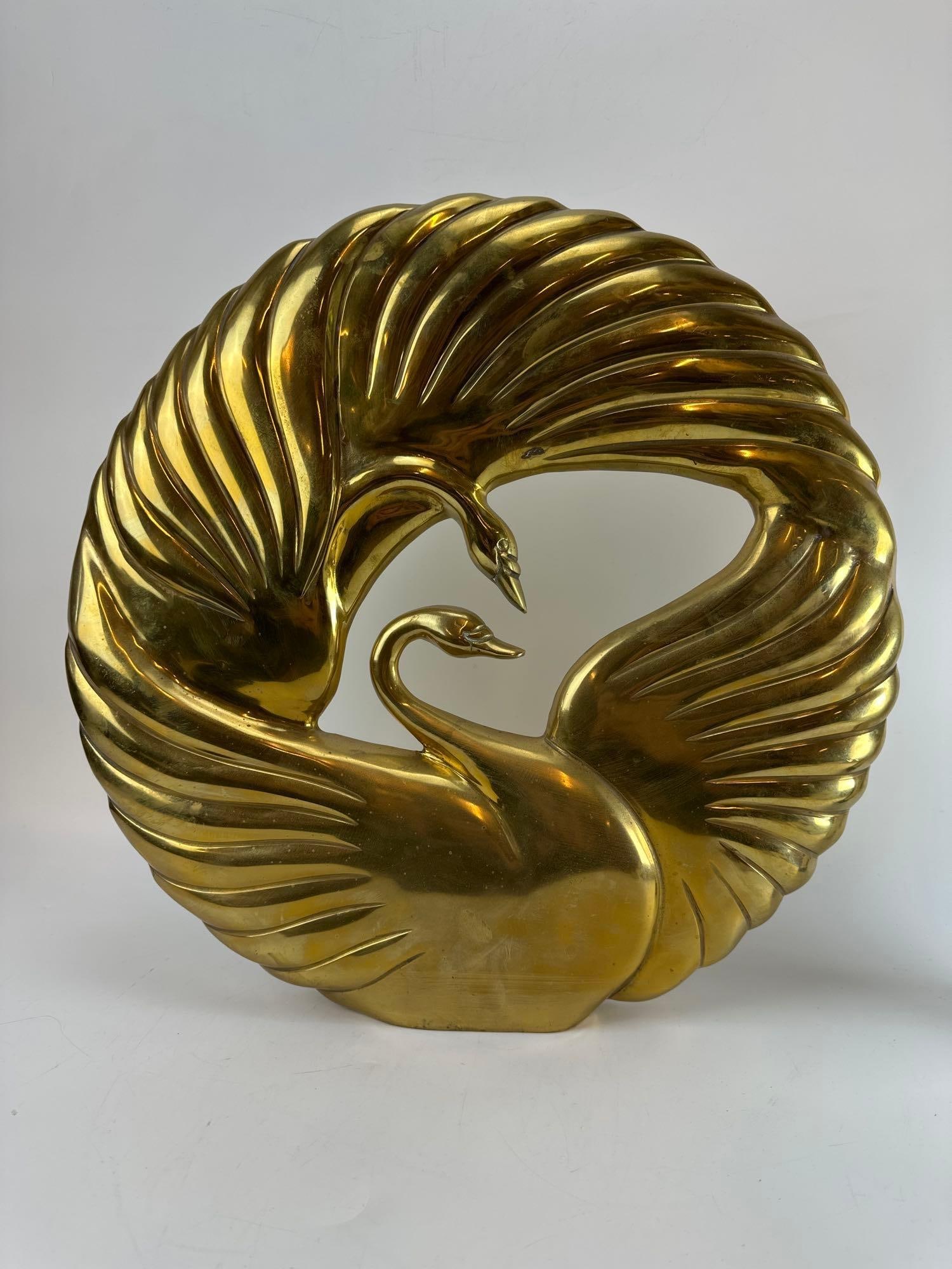DOLBI CASHIER VINTAGE BRASS DOUBLE SWAN SCULPTURE (1 of 9)