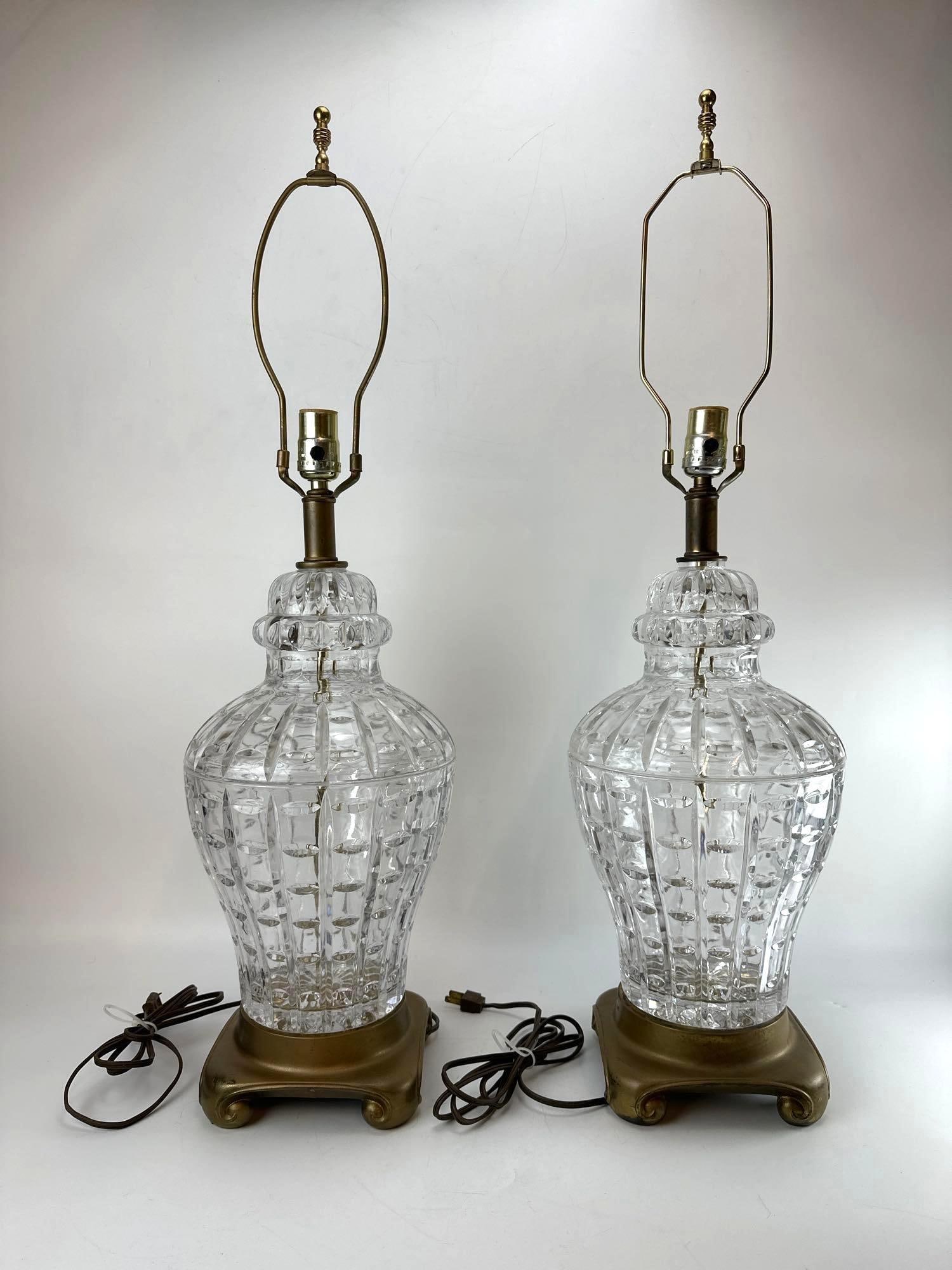 PAIR OF BACCARAT STYLE CUT CRYSTAL TABLE LAMPS (1 of 8)