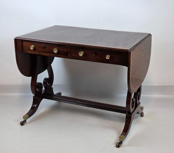 19TH CENTURY INLAID MAHOGANY SOFA TABLE (1 of 20)