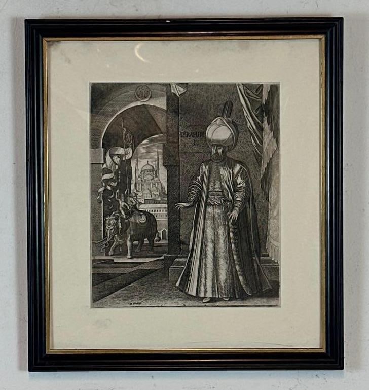 SULTAN SULEYMAN AND THE SULEYMANIYE MOSQUE, CONSTANTINOPLE ENGRAVING (1 of 6)