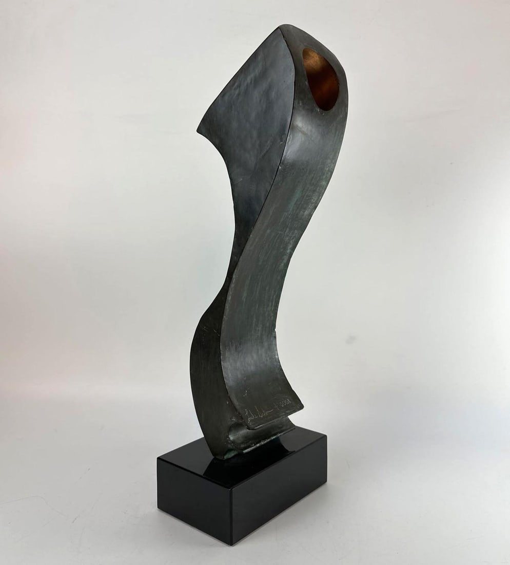 MID-CENTURY MODERN STYLE BRUTALIST SIGNED ABSTRACT BRONZE SCULPTURE BY LUKE S. (1 of 11)