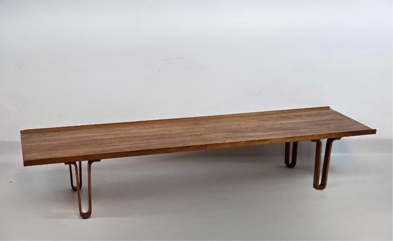 MID CENTURY WALNUT BENCH/COFFEE TABLE IN THE MANNER OF EDWARD WORMLEY FOR DUNBAR (1 of 12)