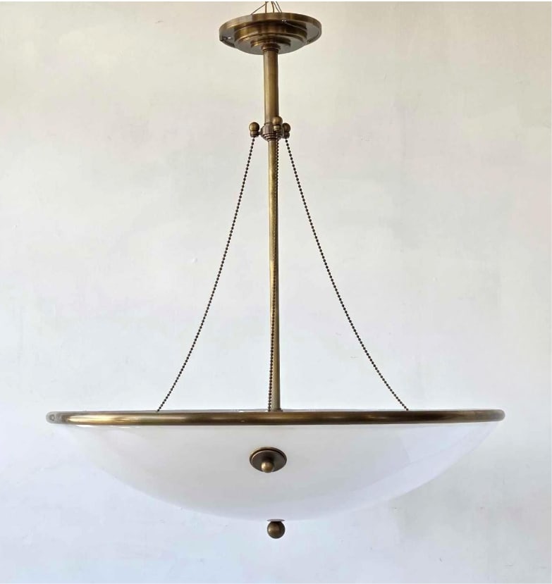 VINTAGE LARGE BRASS PENDANT FIXTURE WITH MOULDED PLASTIC SHADE (1 of 12)