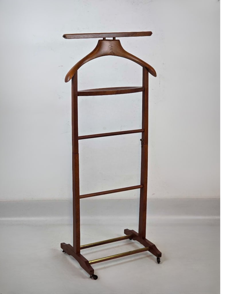MID CENTURY MODERN ITALIAN WALNUT VALET STAND CLOTHES RACK (1 of 14)