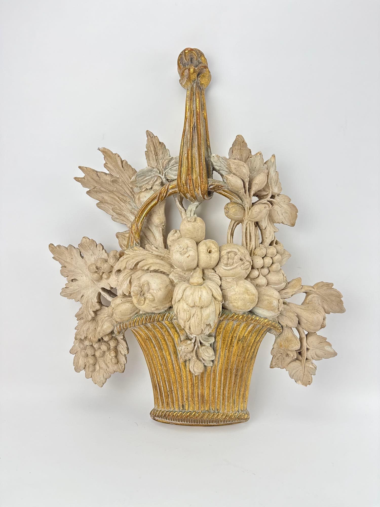 VINTAGE SYROCO BOUNTY BASKET OF FRUIT WALL PLAQUE (1 of 8)