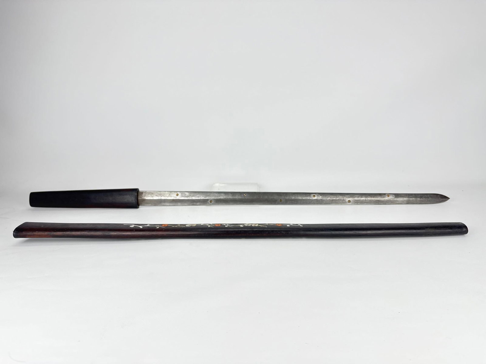CHINESE DAMASCUS STEEL JIAN SWORD WITH INLAID SCABBARD (1 of 17)