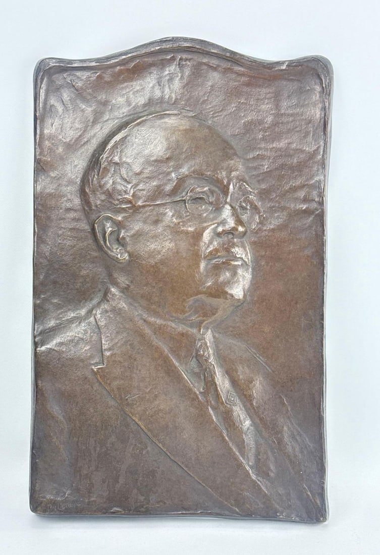 VINTAGE BAS RELIEF PORTRAIT BRONZE PLAQUE (1 of 7)