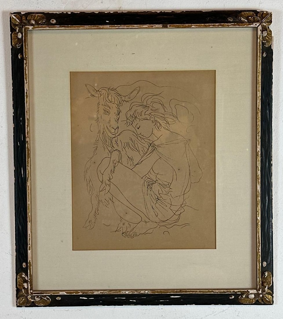 INK DRAWING OR ETCHING IN THE MANNER OF JEAN COCTEAU (1 of 6)