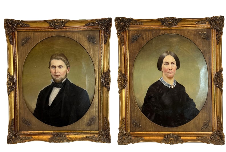 19TH CENTURY AMERICAN SCHOOL PAIR OF ANCESTRAL PORTRAITS (1 of 12)
