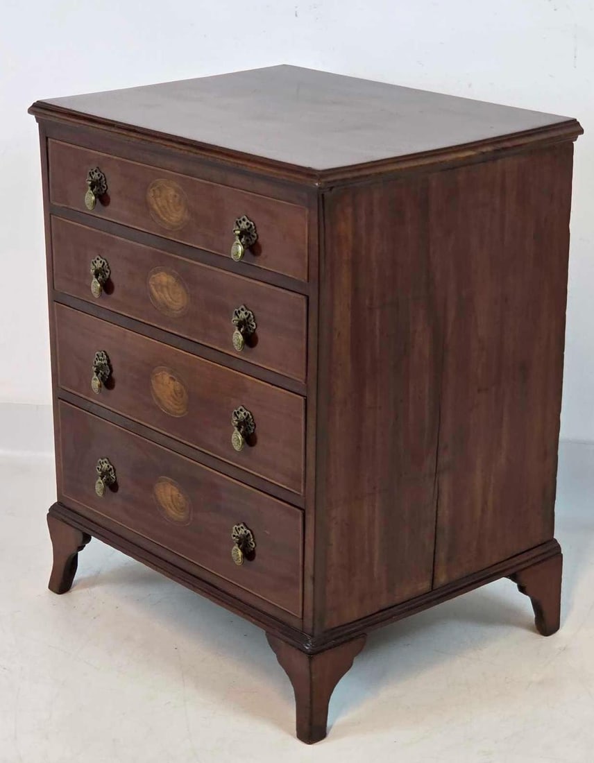 ANTIQUE GEORGE III INLAID MAHOGANY FOUR DRAWER BACHELORS CHEST (1 of 12)