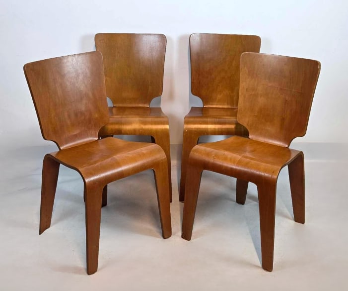 SET OF FOUR THADEN JORDAN MID CENTURY BENTWOOD SIDE CHAIRS (1 of 17)