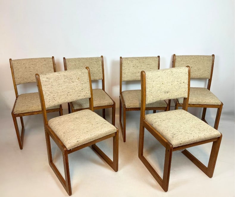 SET OF 6 VINTAGE 1980S DANISH MODERN STYLE OAK DINING CHAIRS (1 of 7)