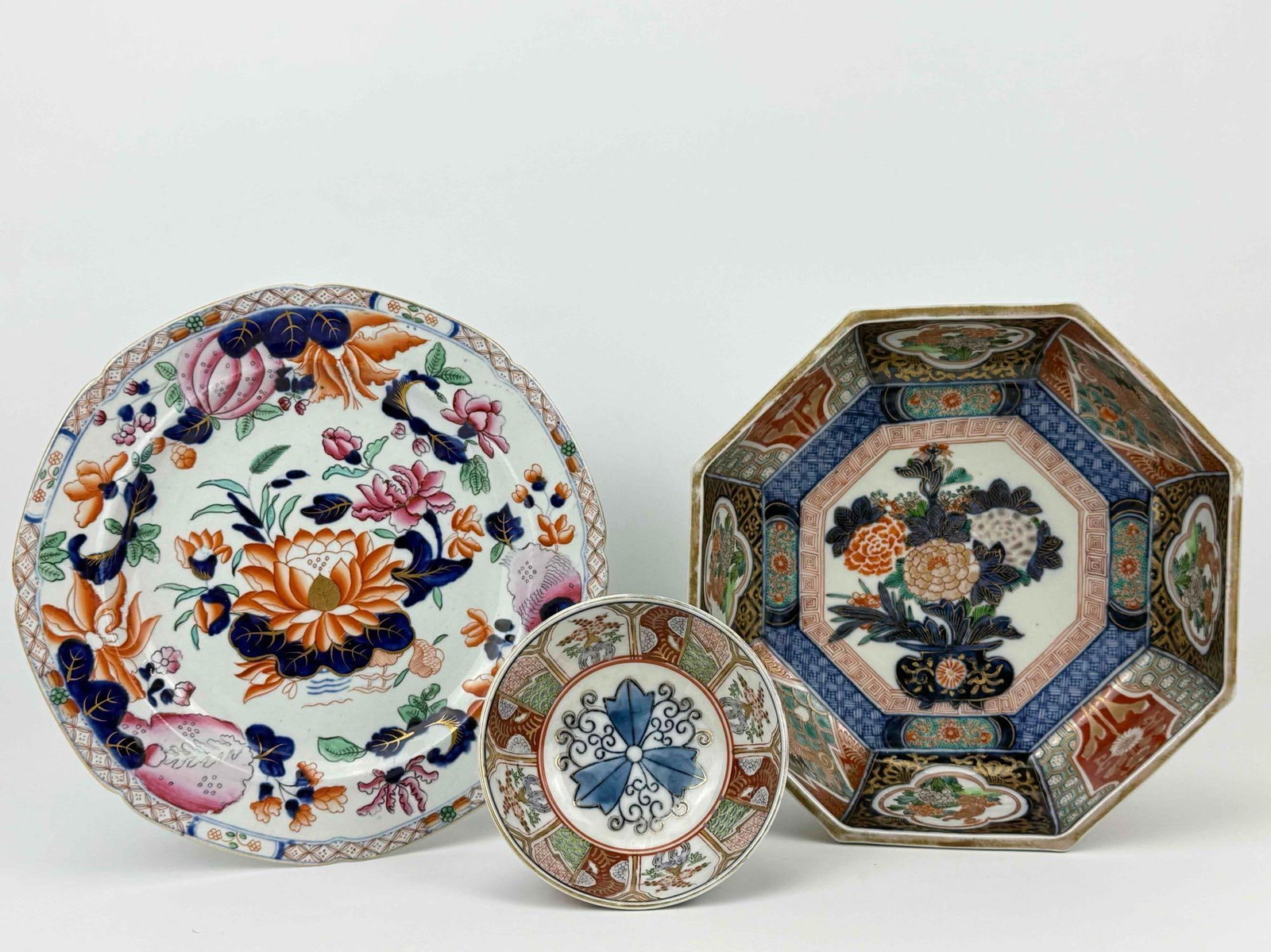 JAPANESE IMARI PORCELAIN BOWL, PLATE, AND MASON'S IRONSTONE LOT (1 of 16)