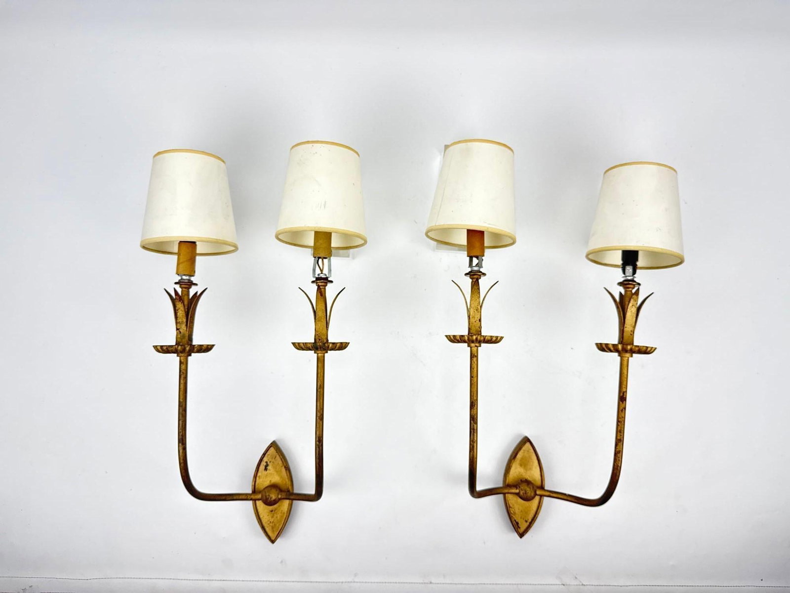 PAIR OF VINTAGE HOLLYWOOD REGENCY GILT METAL TWO-LIGHT WALL SCONCES (4 of 4) (1 of 6)