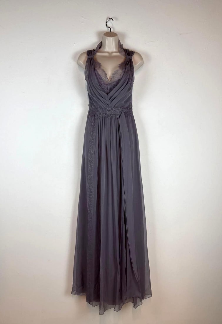 ALBERTA FERRETTI ITALIAN DESIGNER MAUVE SILK CHIFFON GOWN SAMPLE (1 of 11)