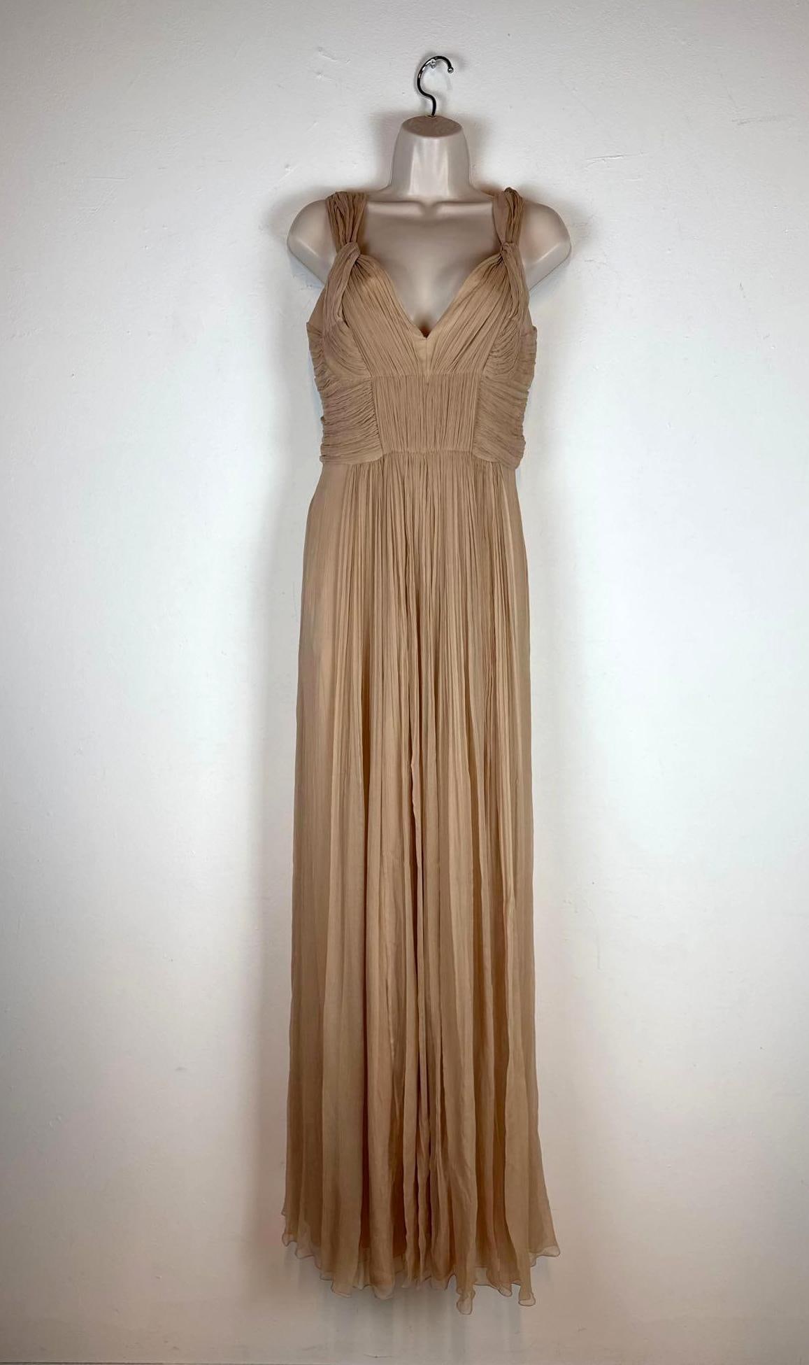 ALBERTA FERRETTI ITALIAN DESIGNER BLUSH NUDE CHIFFON GOWN (1 of 14)