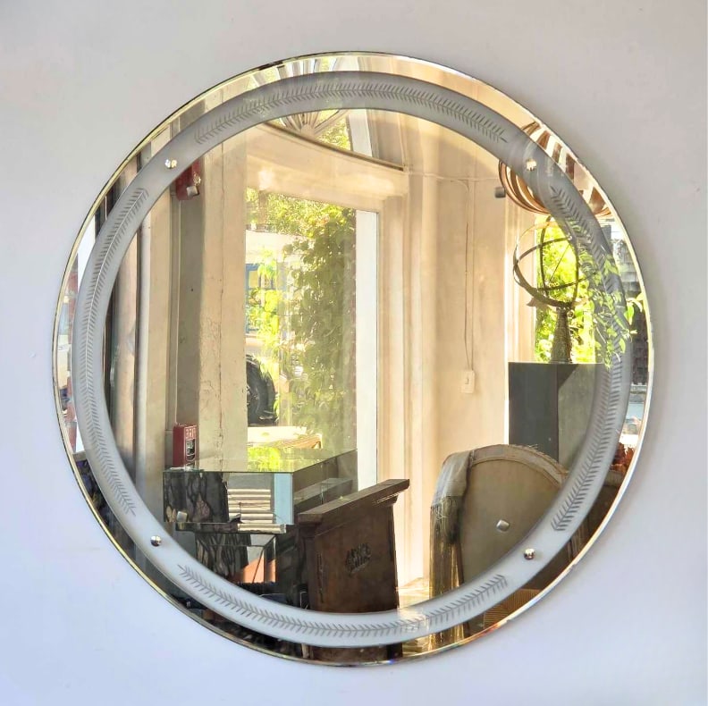 VINTAGE REGENCY STYLE MIRROR-ON-MIRROR CIRCULAR WALL MIRROR (1 of 13)