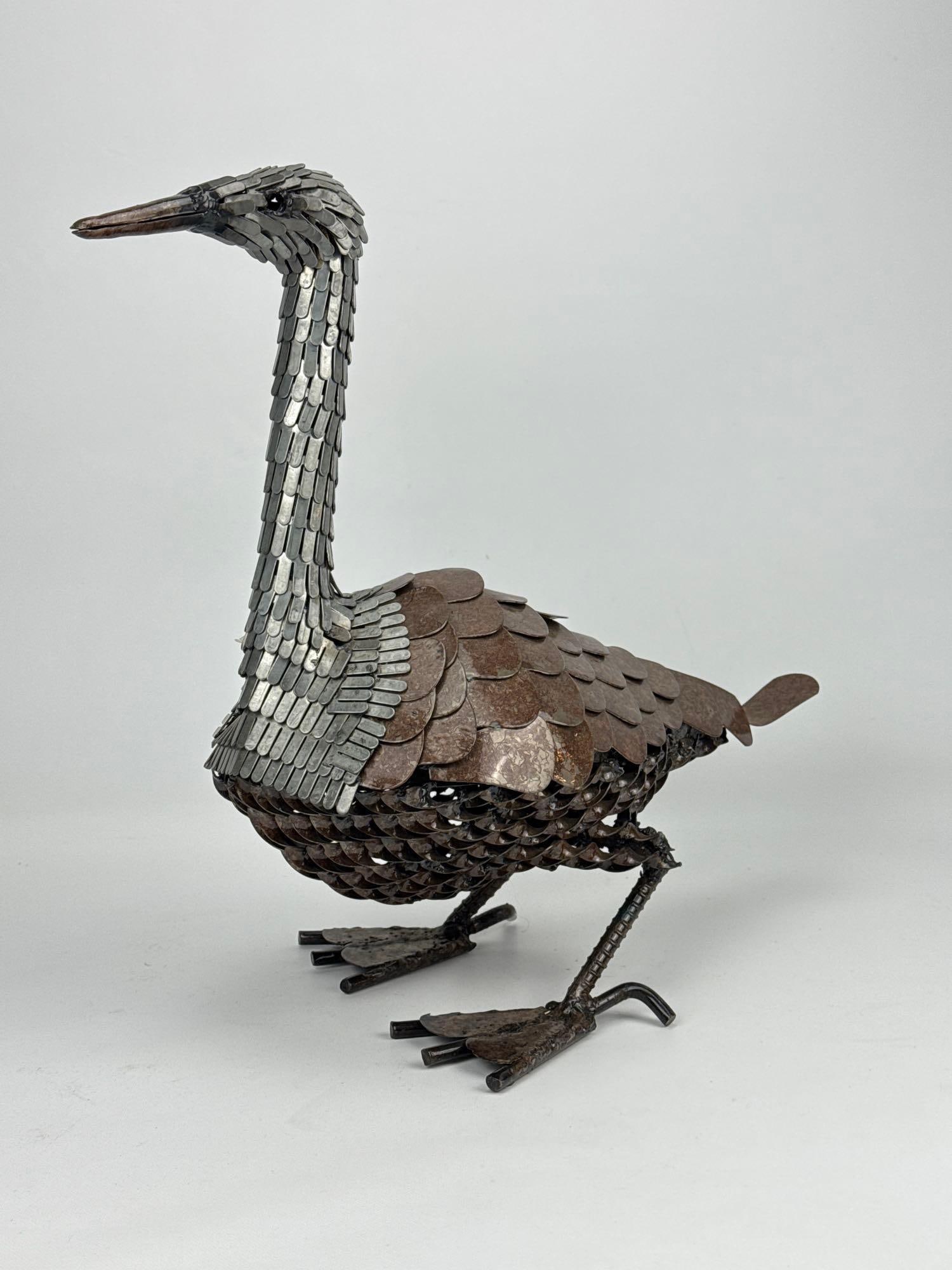 BRUTALIST WELDED SCRAP METAL GOOSE SCULPTURE (1 of 9)