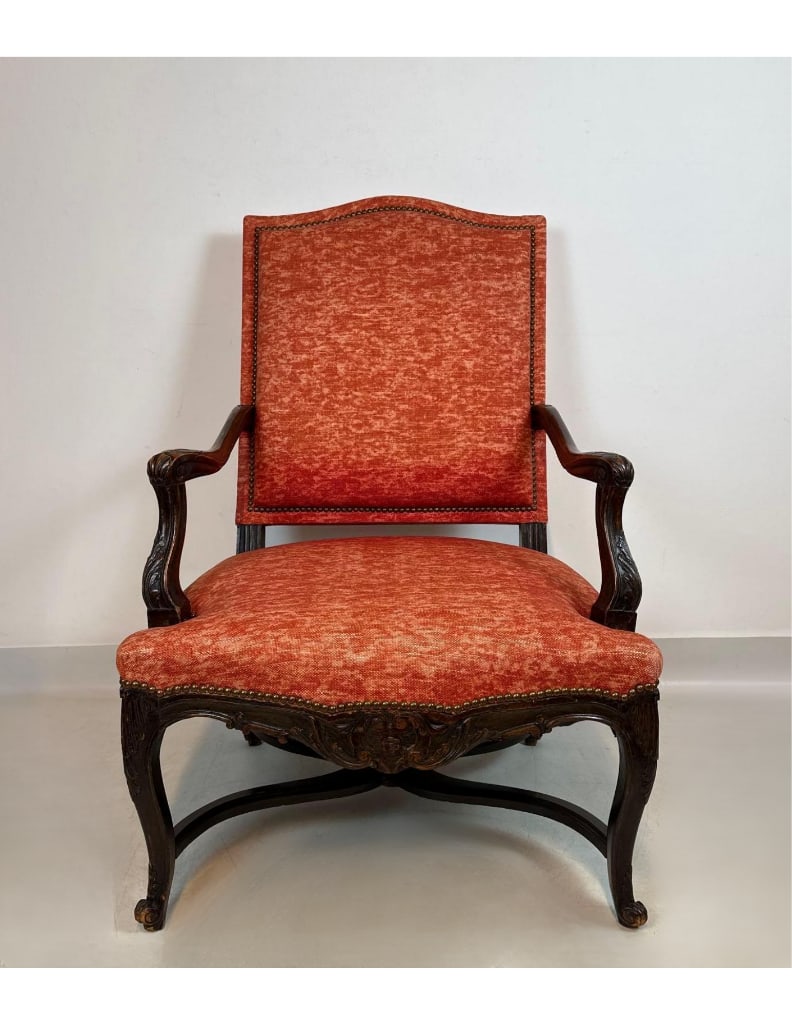 FRENCH LOUIS XV STYLE CARVED WALNUT ARMCHAIR IN THE MANNER (1 of 11)